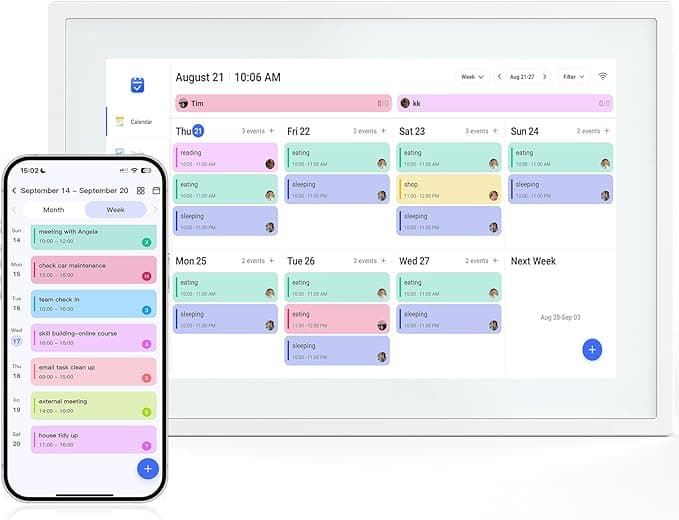 10.1 Inch Smart Digital Calendar & Chore Chart – IPS HD Touchscreen Family Organizer, Desk Planner with Meal Scheduler, Android App Support & Photo Frame | Smart Calendar