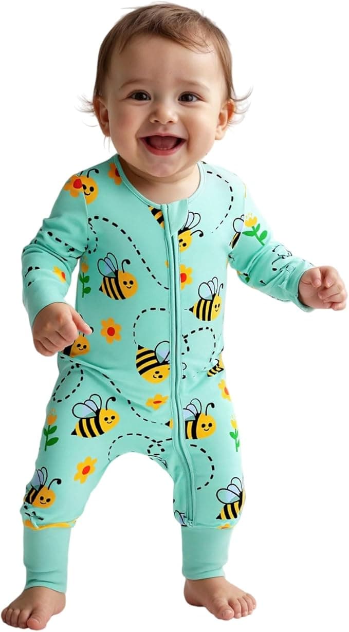 Unisex Infant Neutral Zipped Footies, Viscose from Bamboo 2-Way Zipper Romper Outfit, 0-24 Months One-piece Jumpsuit