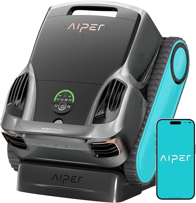 Aiper Scuba X1 Pro Max All-in-One Pool Cleaning Robot & Pool Skimmer, 8500 GPH Power, Smart Adaptive Path, Pool Mapping, Double Filtration, Smart Surface Parking, Pool Vacuum for All Inground Pools