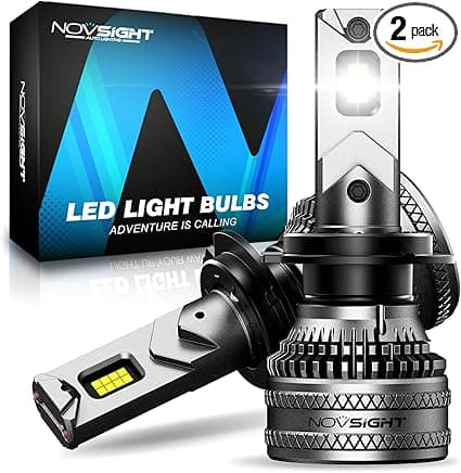 NOVSIGHT 70000LM 𝐇𝟕 Fog Bulbs - Ultra Bright 𝐇𝟕 Fog Light Bulb, 100,000+ Hours Lifespan, Automotive High/Low Beam LED Light Bulb With Cooling Fan, 6500K White, Pack of 2