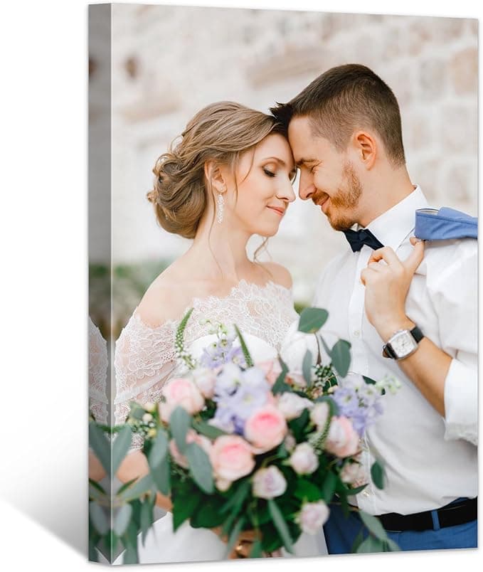 Custom Canvas Prints with Your Photos, Customized Framed Canvas Wall Art for Bedroom, Living Room, Lover Baby Family Pet Picture (10" X 8")