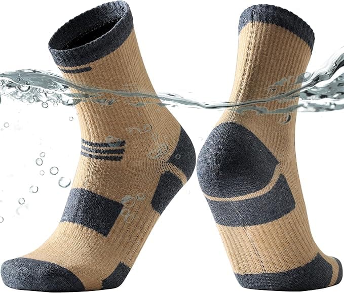 Merino Wool Waterproof Socks, Unisex Waterproof Hiking Socks Cushioned & Moisture Wicking Waterproof Socks, 1 Pair