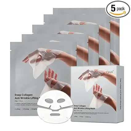 Collagen Night Wrapping Mask Collagen Face Mask Anti Wrinkle Hydrating Face Mask with Low Molecular Bio Collagen for Firming and Moisturizing, 28g x 5ea