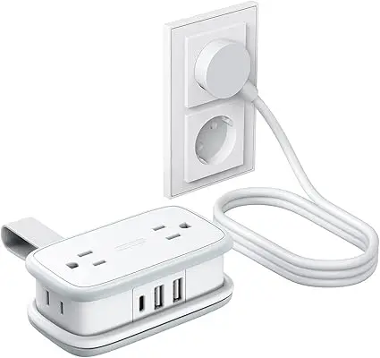 NTONPOWER Type E F Plug Adapter USB C,Germany France Power Adapter with 3 USB Ports, 4 AC Outlets US to Europe Plug Adapter for Travel Spain Iceland Korea Greece Russia Europe Travel Essentials