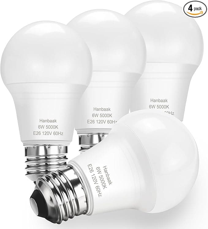 E26 LED Bulb, 40W Equivalent Light Bulb, 6W Medium Screw Base Bulb, Non-Dimmable, Daylight White 5000K 4 Packs