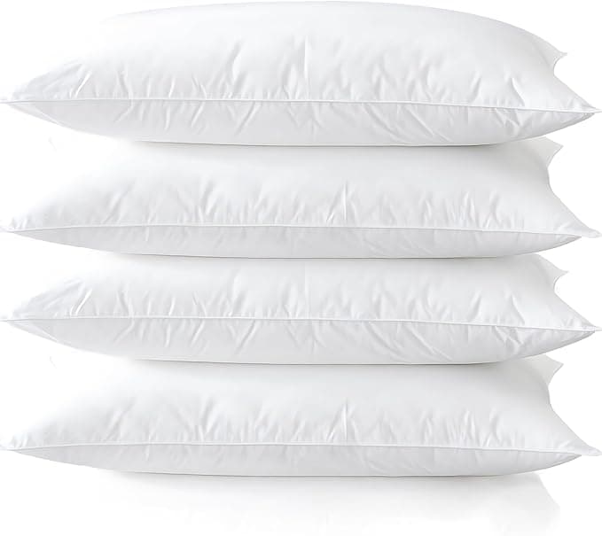 Medium Support Bed Pillows Queen Size Set of 4 Pack for Sleeping 20"x30", Hypoallergenic Skin Friendly Down Alternative Filling for Side Stomach Back Sleeper Machine Washable