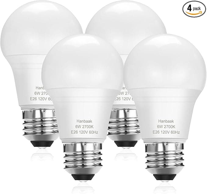 E26 LED Bulb, 40W Equivalent Light Bulb, 6W Medium Base Bulb, Non-Dimmable, Soft White 2700K, 4 Packs