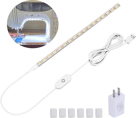 Sewing Machine LED Light Strip, Adhesive LED Sewing Strip Light with Touch Dimmer, 11.8in Sewing Light Strip and 6.6ft USB Cable, Cold White 6500K