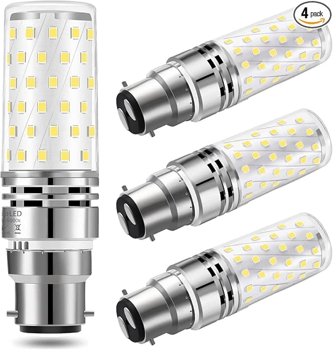 LED Bayonet Bulbs, 12W B22 Corn Bulb Equivalent 100W Halogen B22 Bayonet Cap Bulb, 1200Lm, 6000K Daylight White 4-Pack