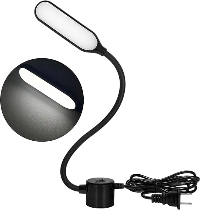 HengBo Sewing Machine Light, 30 Led Flexible Gooseneck Work Light with Magnetic Mounting Base, 6000K Daylight Workbench Lamp for Lathes, Drill Presses, 3D Printer - Black