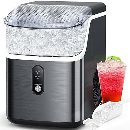 COWSAR Nugget Ice Makers Countertop Soft Chewable Pellet Ice Machine with Auto-Cleaning Function, 35Lbs/24H, Portable Ice Makers for Kitchen, Office, Home,Black