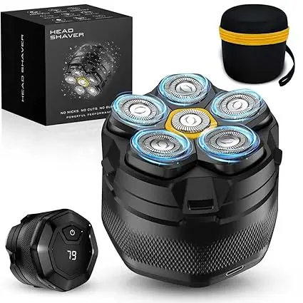 Head Shaver for Bald Men, 10000 RPM High-Speed 6D Magnetic Razor, IPX8 Waterproof Wet/Dry Shaving, Hypoallergenic Blades, LED Display & Storage Case