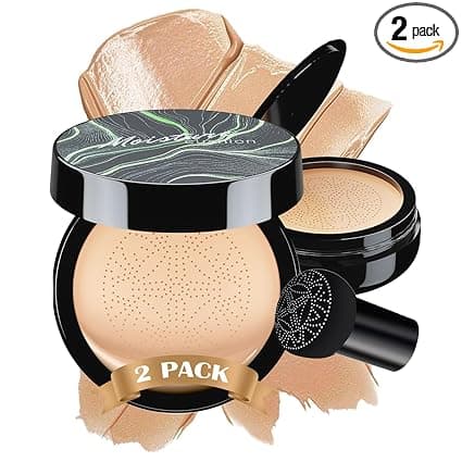 Mushroom Head Air Cushion CC Cream - BB Cream Face Makeup Foundation for Mature Skin Moisturizing Concealer Brighten Long-Lasting, Even Skin Tone for All Skin Types (2PCS Natural)