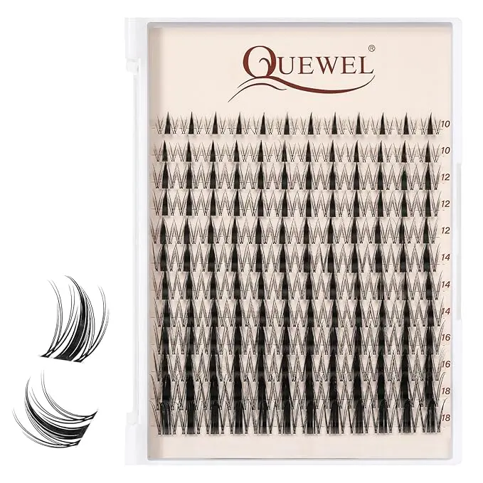 QUEWEL Fairy-Lash-Clusters, 144pcs Manga-Lash-Clusters Mix10-18mm Wispy Natural Invisible Band Eyelash Clusters for DIY Cluster Eyelash Extensions(Fairy DH)