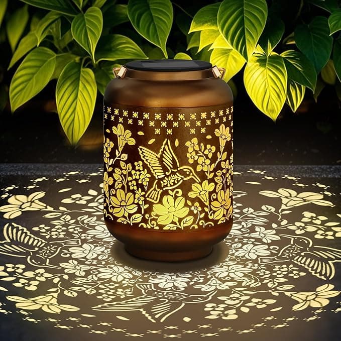 Solar Lanterns Outdoor Waterproof, Hummingbird Lanterns for Garden Decor, Fathers Day Gifts for Dad Grandpa Son, Metal Solar Landscape Lights Decoration Outside for Yard, Patio, Pathway, Walkway