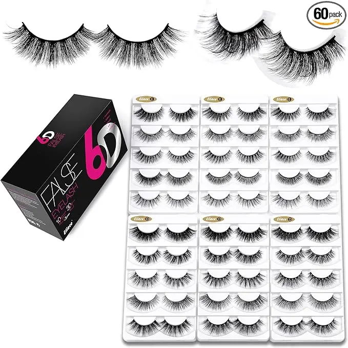 Eliace False Eyelashes Natural look Cat Eye Lashes Wispy Strips,6D Volume Mink lashes 30 Pairs 10 Mixed Styles Fake Eyelashes Pack,Wispy Eyelash Soft Reusable Dramatic Fluffy Beauty Lash Wholesale