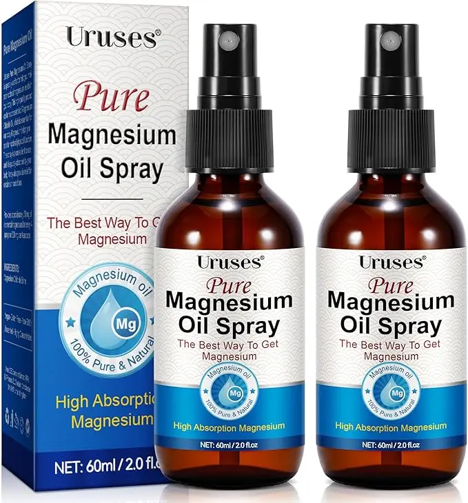 2PCS Pure Magnesium Oil Spray, Magnesium Oil for Feet, Topical Magnesium Spray Glass Bottle, Magnesium Spray for Feet,Magnesium Body Spray,Easy to Absorb & Use