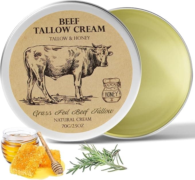 MROUVIK Beef Tallow Honey Moisturizing Balm Natural Face Body Cream for Dry or Sensitive Skin
